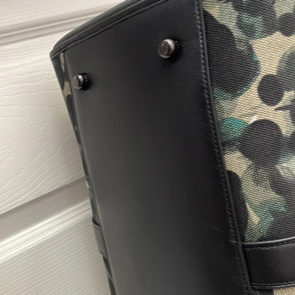 Coach Gotham Duffle Bag Camo Canvas Green Blue - Picture 6 of 16